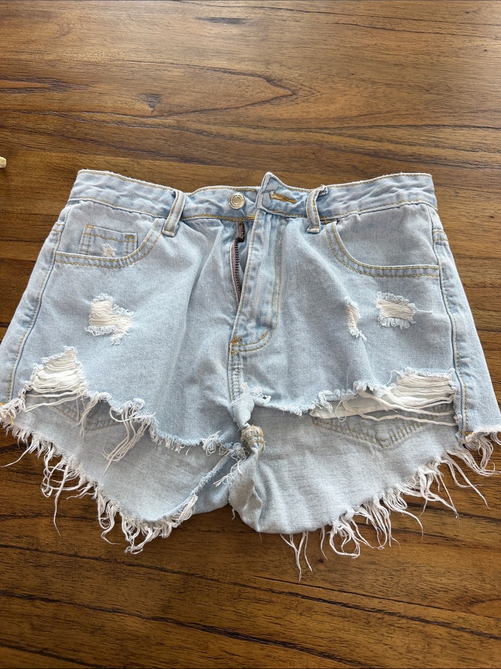Light Blue Distressed Denim Women's Shorts